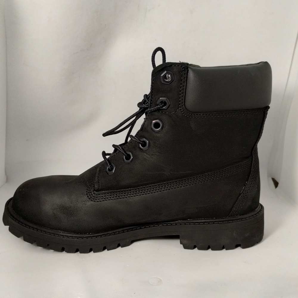 Timberland 12907 Junior 6" Premium Black NuBuck WaterProof Boots Size 6M EUC